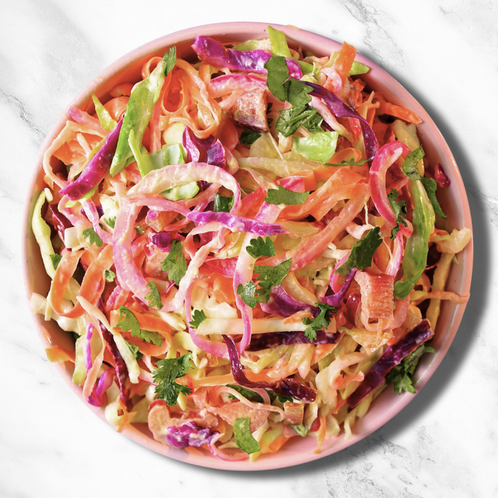 Fabalish Coleslaw with Rhubarb, Ginger & Fresh Herbs