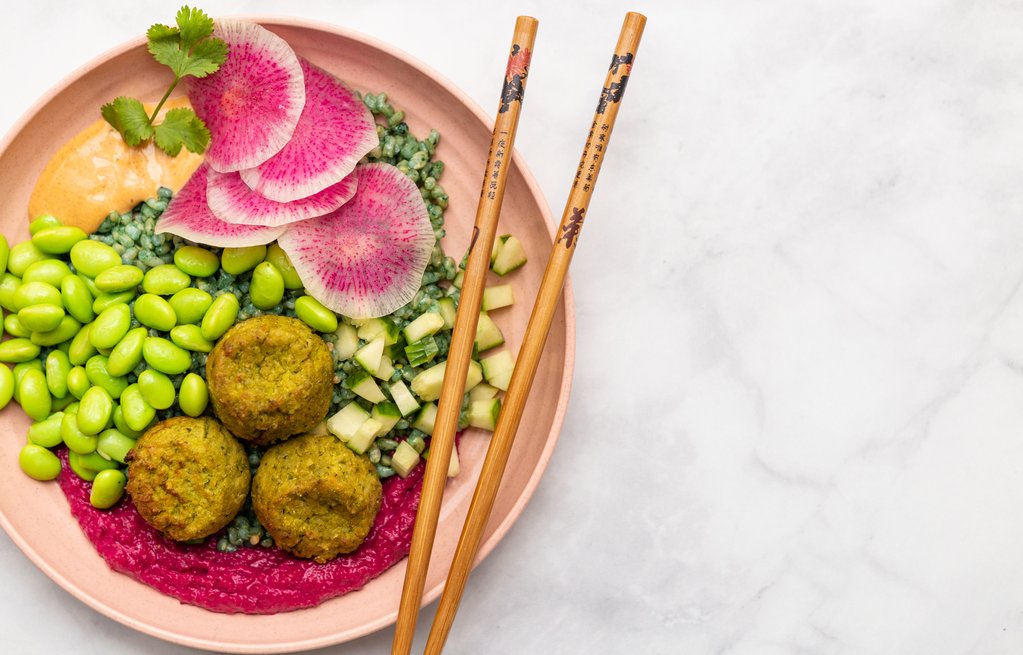 beet-hummus-recipe-falafel-edamame-chopsticks