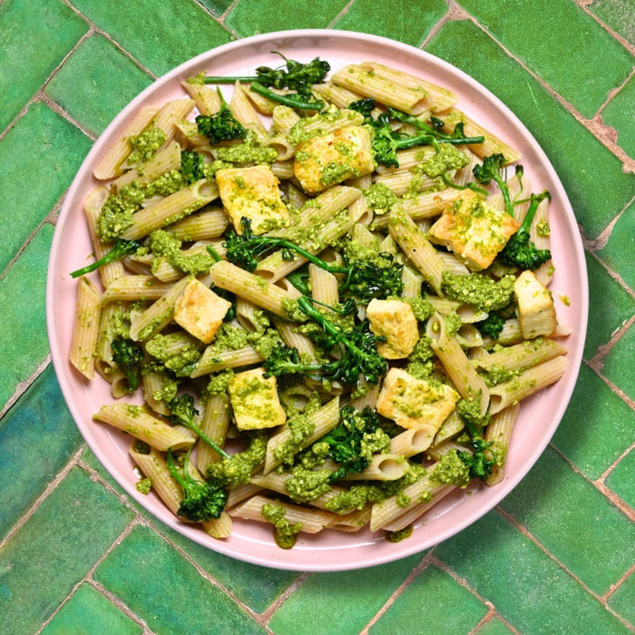 PESTO aioli with penne and tofu